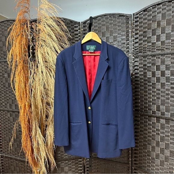 Lauren Ralph Lauren classic navy blazer with gold buttons red lining career